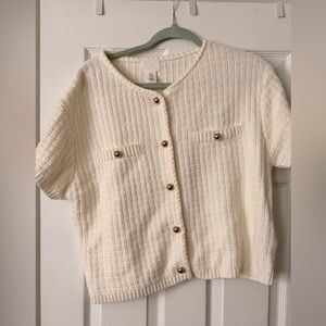 H&M Cream Knit Cardigan with Button Detail